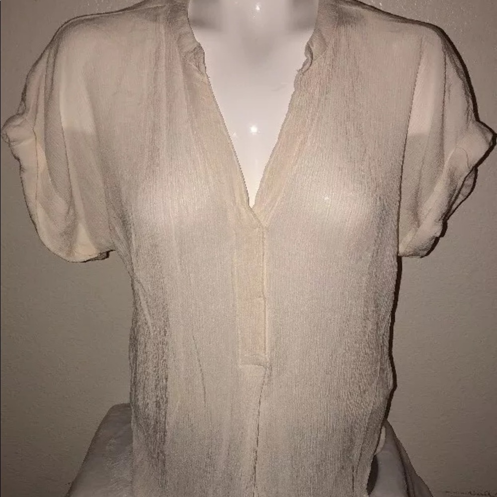 H&M White V-neck Short Sleeve Blouse Size 2